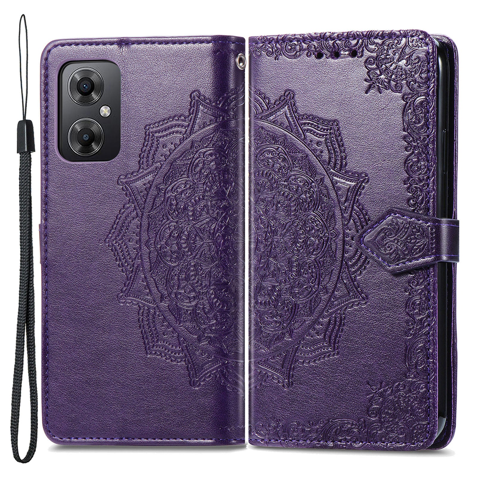 For Xiaomi Poco M4 5G Embossed Mandala Pattern Flip Wallet Case PU Leather Stand Magnetic Closure Protective Phone Cover with Strap For Xiaomi Poco M4 5G Embossed Mandala Pattern Flip Wallet Case PU Leather Stand Magnetic Closure Protective Phone Cover with Strap